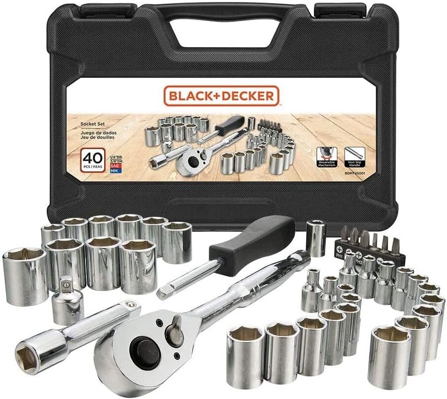 BLACK+DECKER 40-Piece Socket Set, Ratchet Set (BDMT45001)