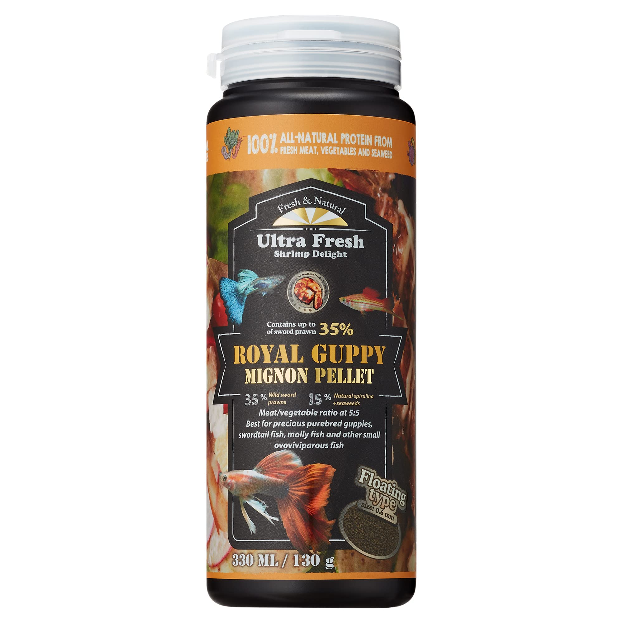 Amazon.com: Ultra Fresh Royal Guppy Mignon Pellet, All Natural Guppy Food,  Sword Prawns, Spirulina, Seaweeds, Highly Nutritious, for Cleaner Water and  More Vibrant Color 4.6 oz : Pet Supplies