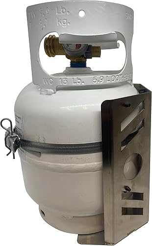 Miniatura 5 de Soporte de tanque de propano de acero inoxidable para botella de propano de gas LP de 5 libras para vehículos terrestres, RV y Marine Overland Axis