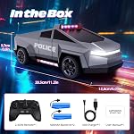 Tecnock RC Truck for Kids, 1:18 Scale Police Remote Control Truck with LED Lights, 2 Rechargeable Batteries, 2.4GHz All-Terrain RC Car, Toys Gift for Boys Girls Aged 3-8, 8-12