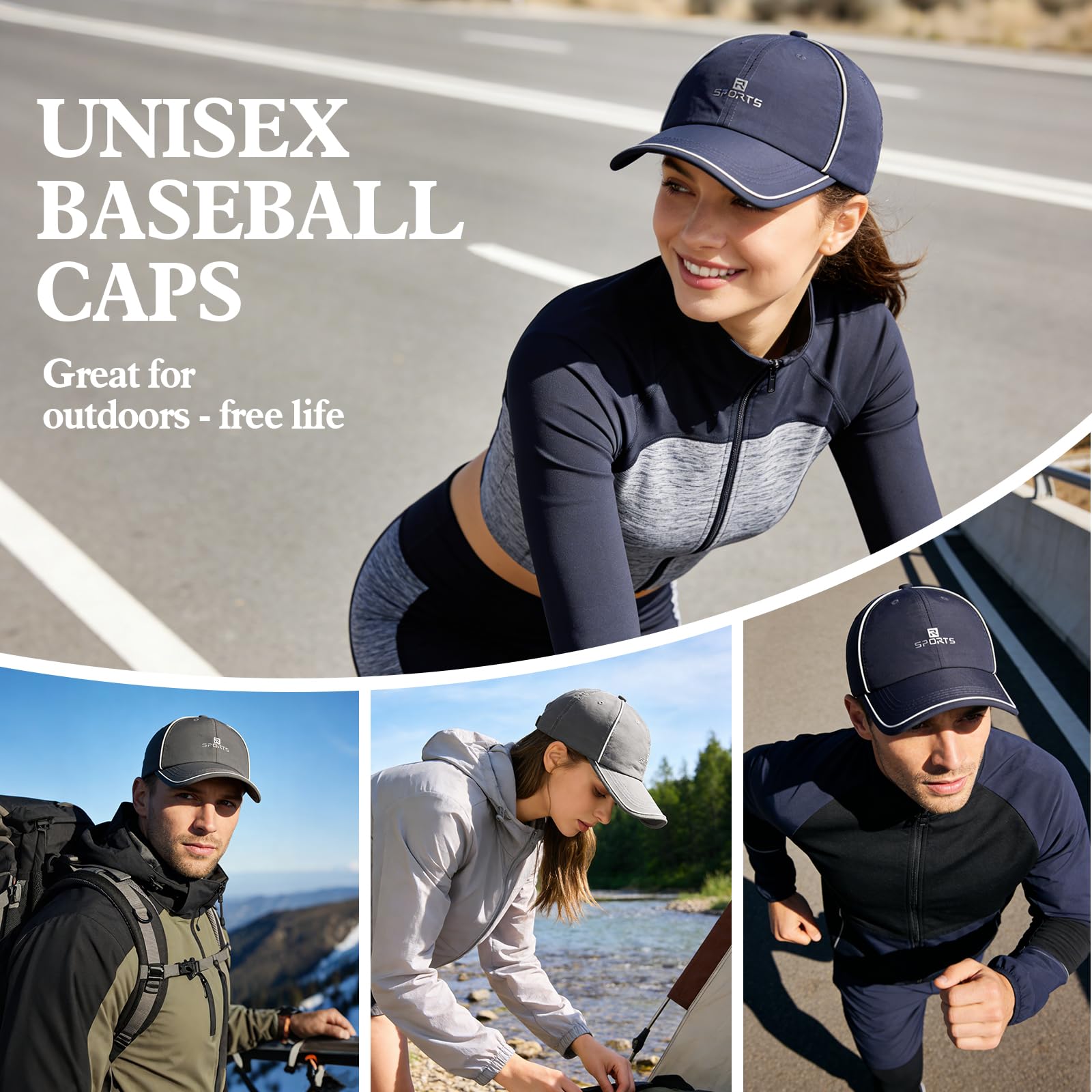 2 Packs Gorra de Béisbol Secado Rápido Hombre, Gorra de Béisbol Protección Solar Transpirable Resistente Al Sudor, Sombrero de Pesca Senderismo Plegable para Deportiva el Sol al Aire Libre — view 7