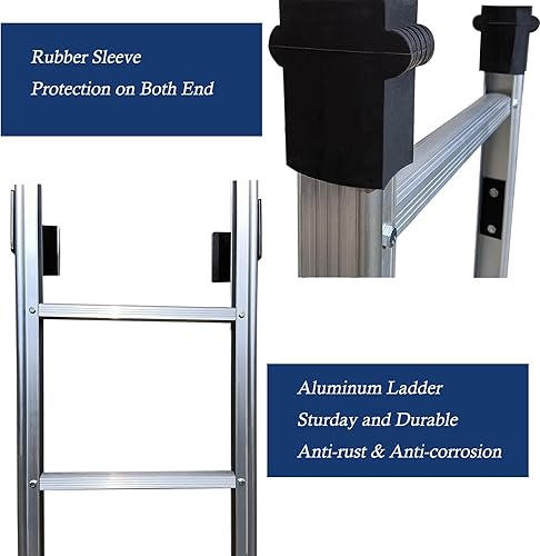 Miniatura 2 de Escalera de sótano de 5 peldaños, escalera de aluminio para ventana de 54 pulgadas de alto, escalera de escape de incendios en ambientes húmedos con