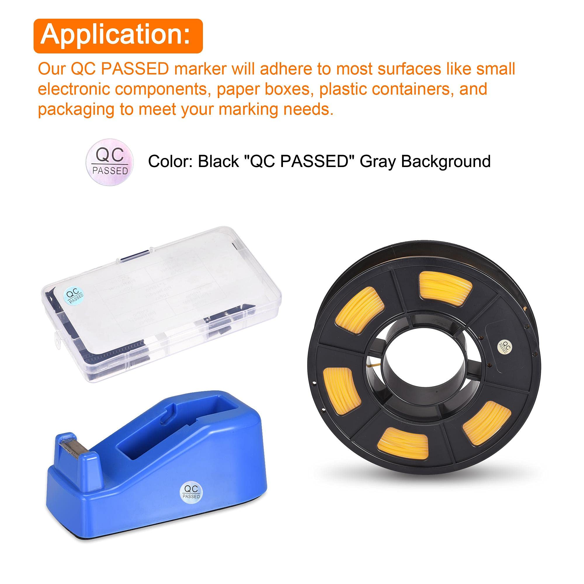 Amazon | uxcell 粘着ラベル 10 mm QC PASS マーク 産業アイテム