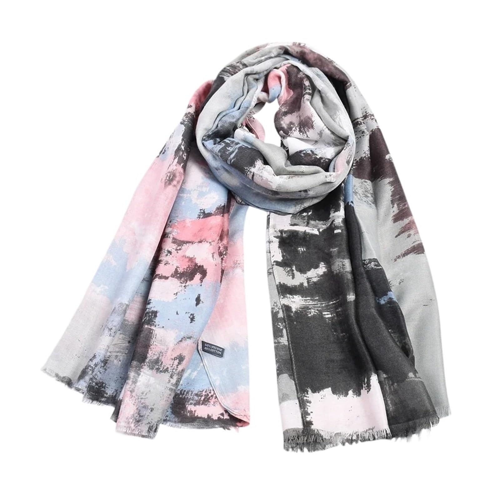 Generico Compatibile con sciarpe da donna, sciarpa stampata in lino e cotone graffiti, scialle colorato, bohémien, accessori