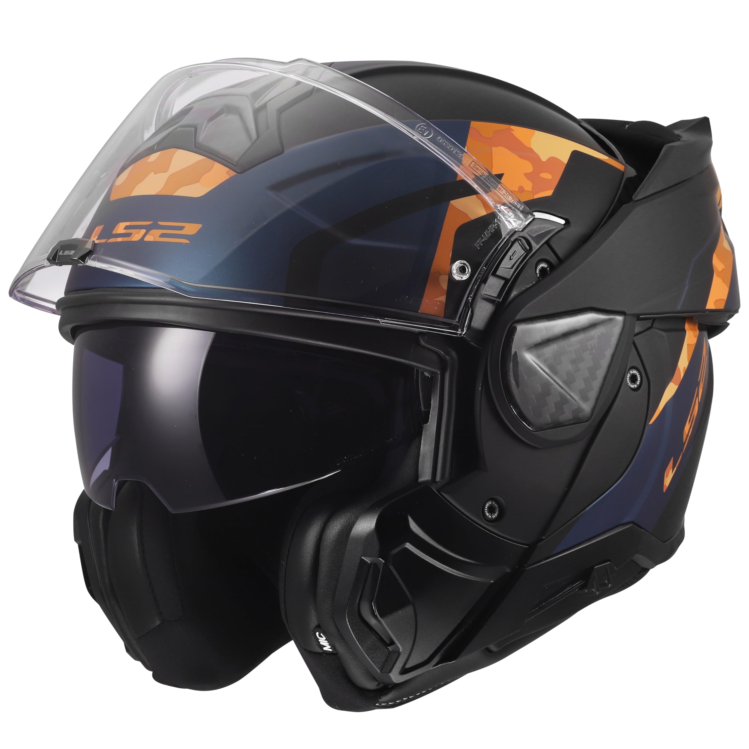 LS2, Casco Moto Modular ADVANT II GLIDE Black Orange, L