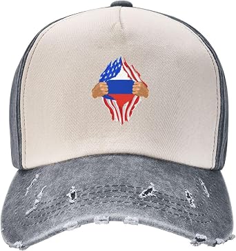 Hand Tear Flag of Russia Baseball Cap for Men Women Vintage Denim Hats Trucker Caps