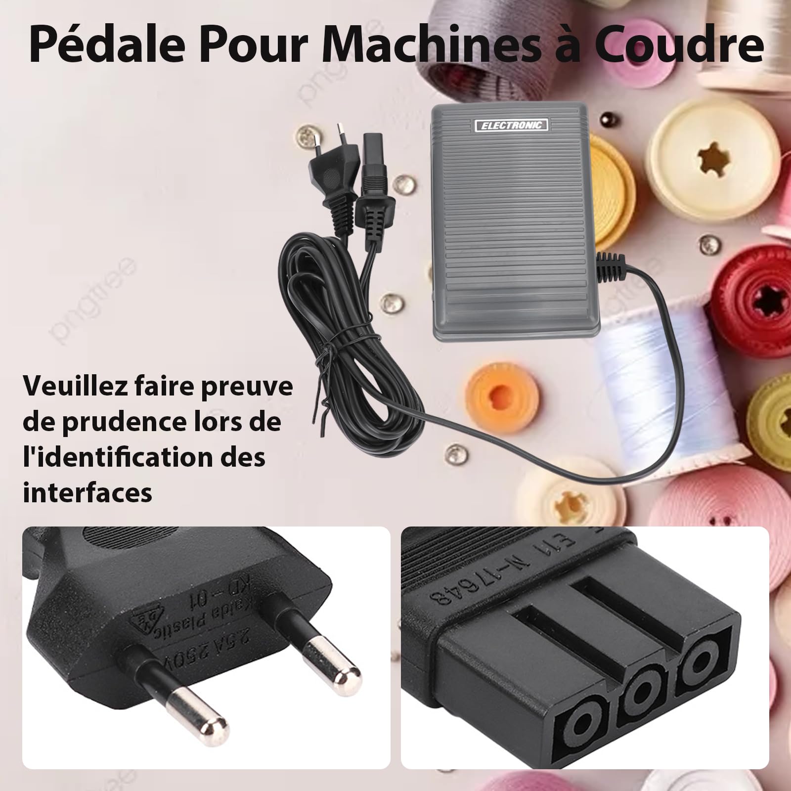 Pedale per macchina da cucire, accessori per artigianato per cucire a pedale a velocità variabile, interruttore del controller del pedale di comando a pedale e cavo di alimentazione per macchina da cu