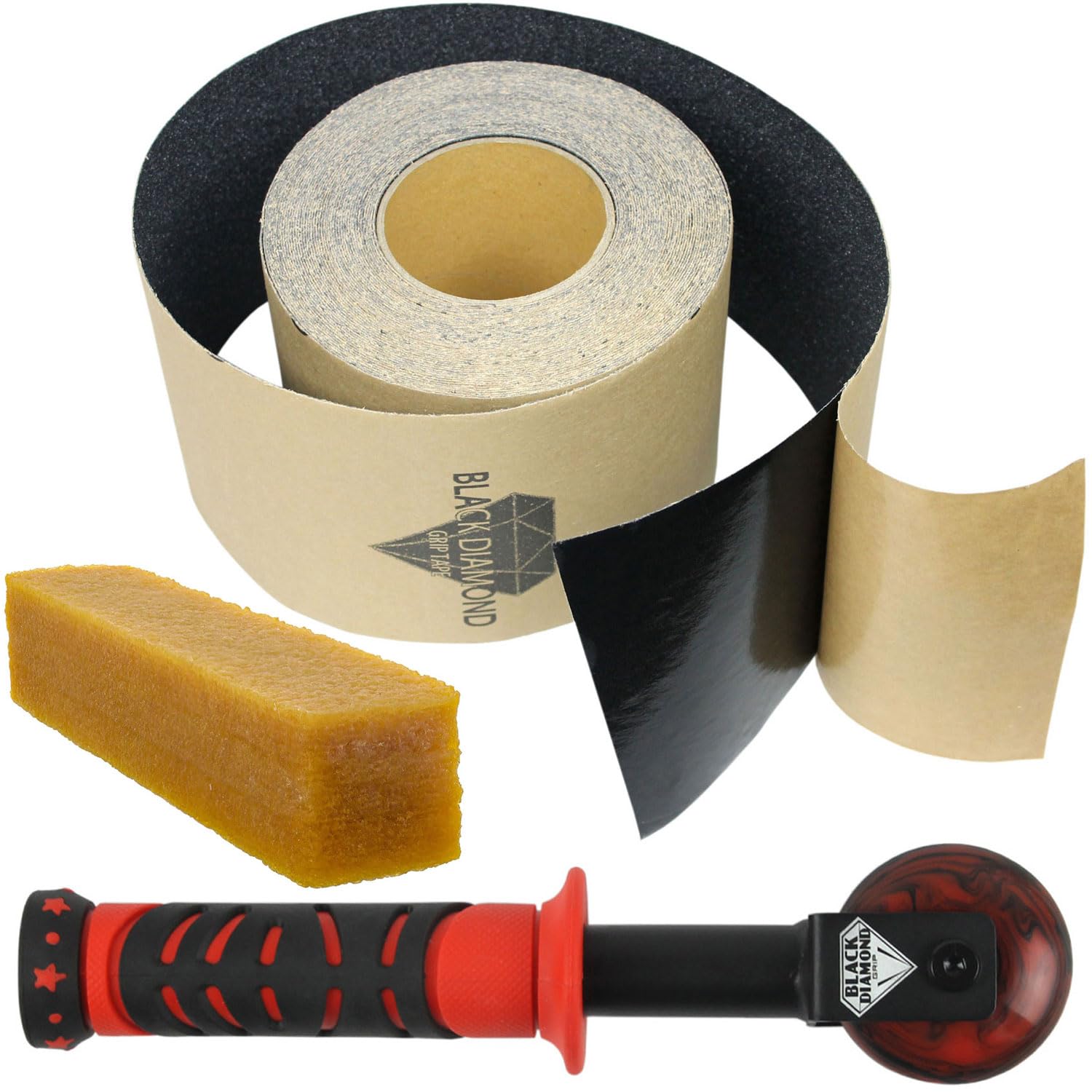 Black Diamond Self Adhesive Grip Tape - Anti Slip Traction Tape - Non Skid Tape - Anti Slip Tape Grippy Strips for Stairs, Ramps, Boat Grip 6" x 10' Black with Cleaning Stick and Application Tool
