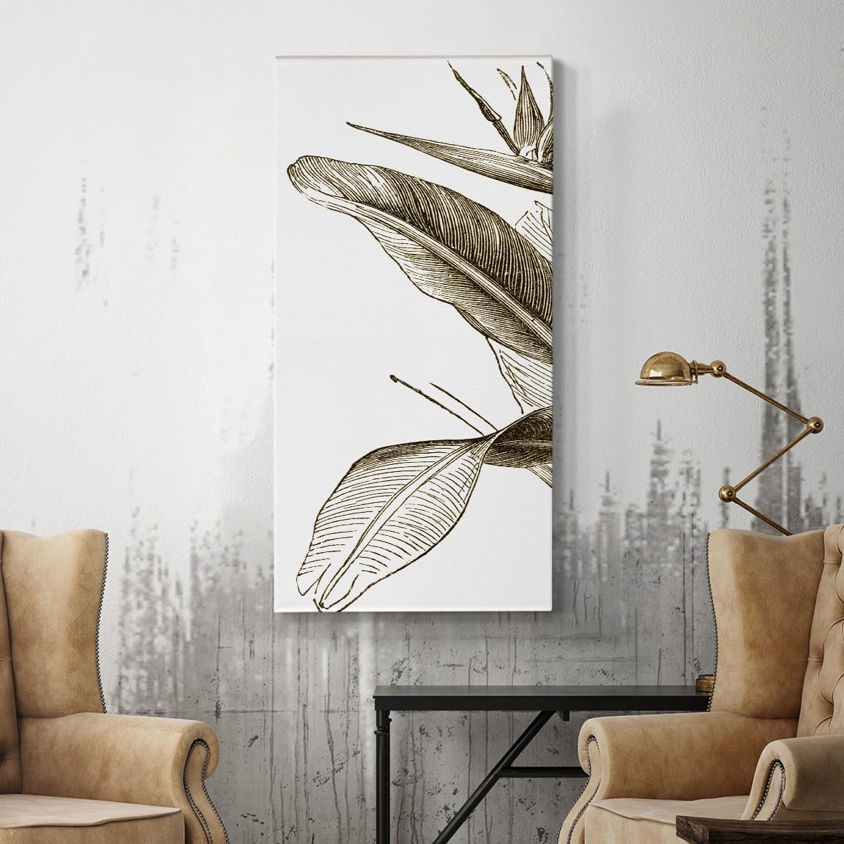 Renditions Gallery Canvas Wall Art Modern Paintings & Prints Decorations Vintage Paradise Bird Abstract Black & White Romantic Wall Hanging Artwork for Bedroom Office Kitchen - 12"x24" LT517
