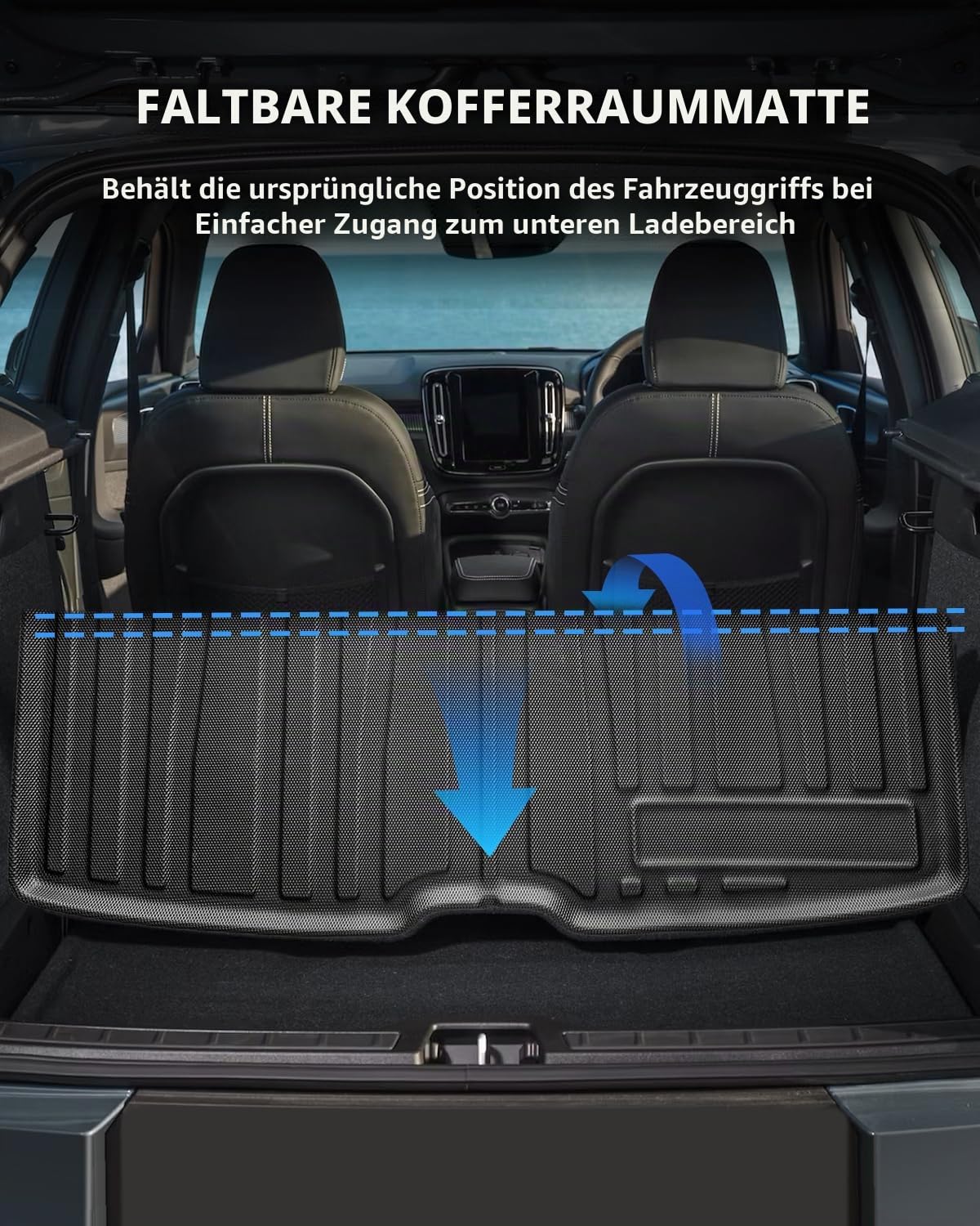 TPE Kofferraummatte für Volvo XC40 / C40 Recharge 2018-2026 | Hinten Kofferraum Schutzmatte Original, Kofferraumschutz mit Hohem Rand, Rutschfestes und Wasserdichtes