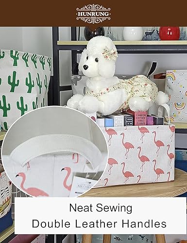 Miniatura 82 de HUNRUNG Cesta rectangular de almacenamiento de lona, bonita cesta organizadora de lona para mascotas, juguetes de niños, libros, ropa, perfecta