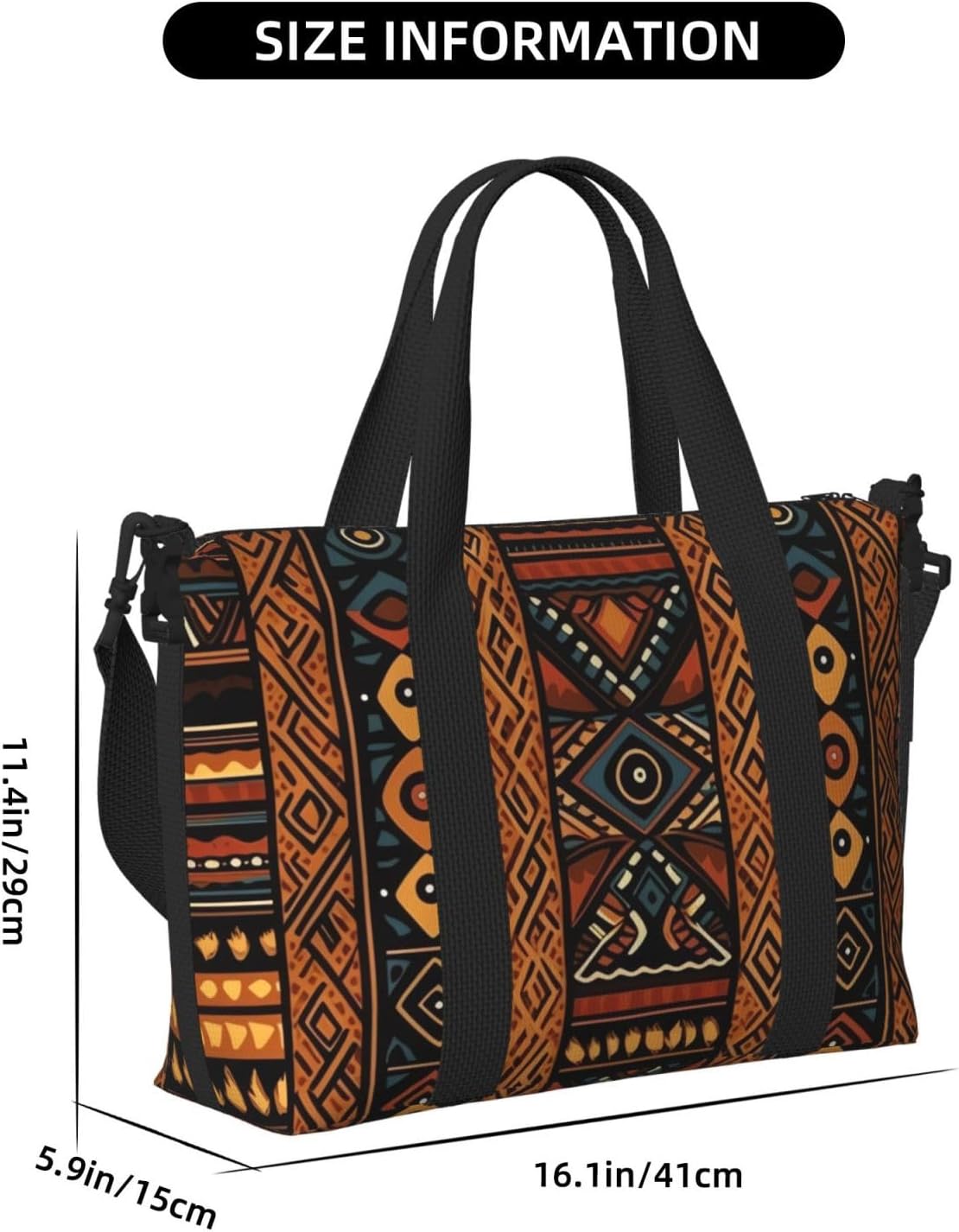 Travel Duffel Bag for Women Men Weekender Bags Sports Gym Bag Traditional african design pattern Travel Bag Carry on Overnight Bag Waterproof Luggage Bag with Shoulder Strap