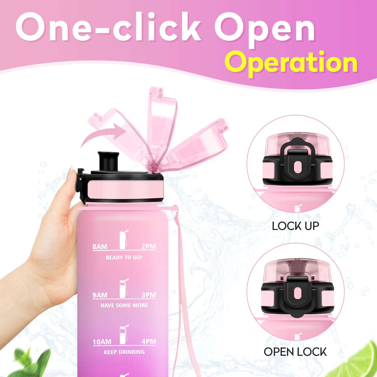 KollyKolla Borraccia 500ml, Riutilizzabile, Bottiglia con Filtro, Borraccia con Indicatore del Tempo Motivazionale senza BPA, A Prova di Perdite, ideale per Bambini, Scuola, Ufficio