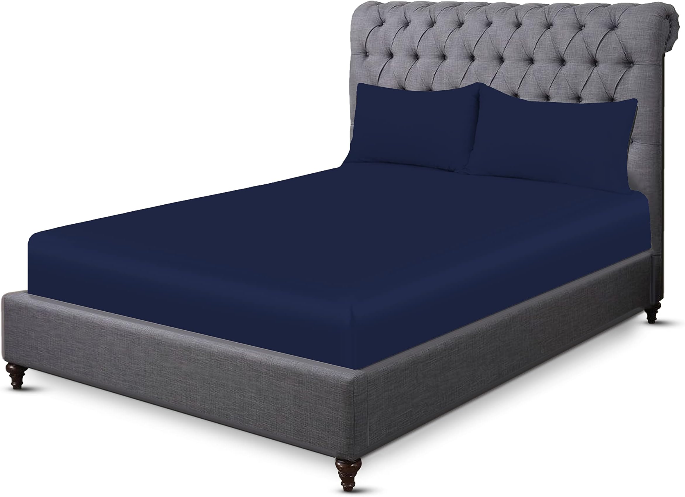 Sapphire Collection200 Thread Count 100% Egyptian Cotton Fitted Sheet (Double, Navy)