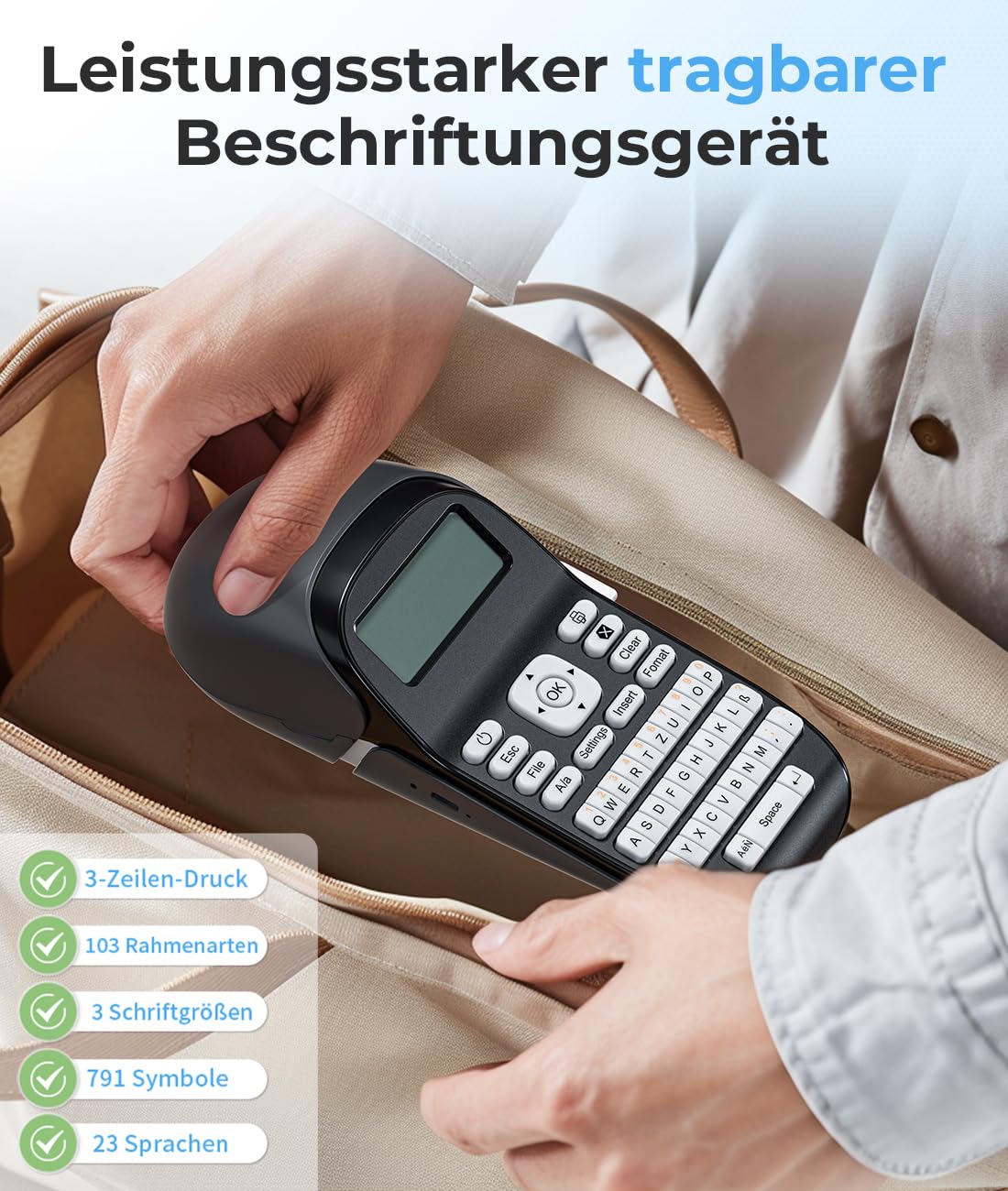 Phomemo LT12 Etikettendrucker: QWERTZ & Bluetooth, 3-in-1