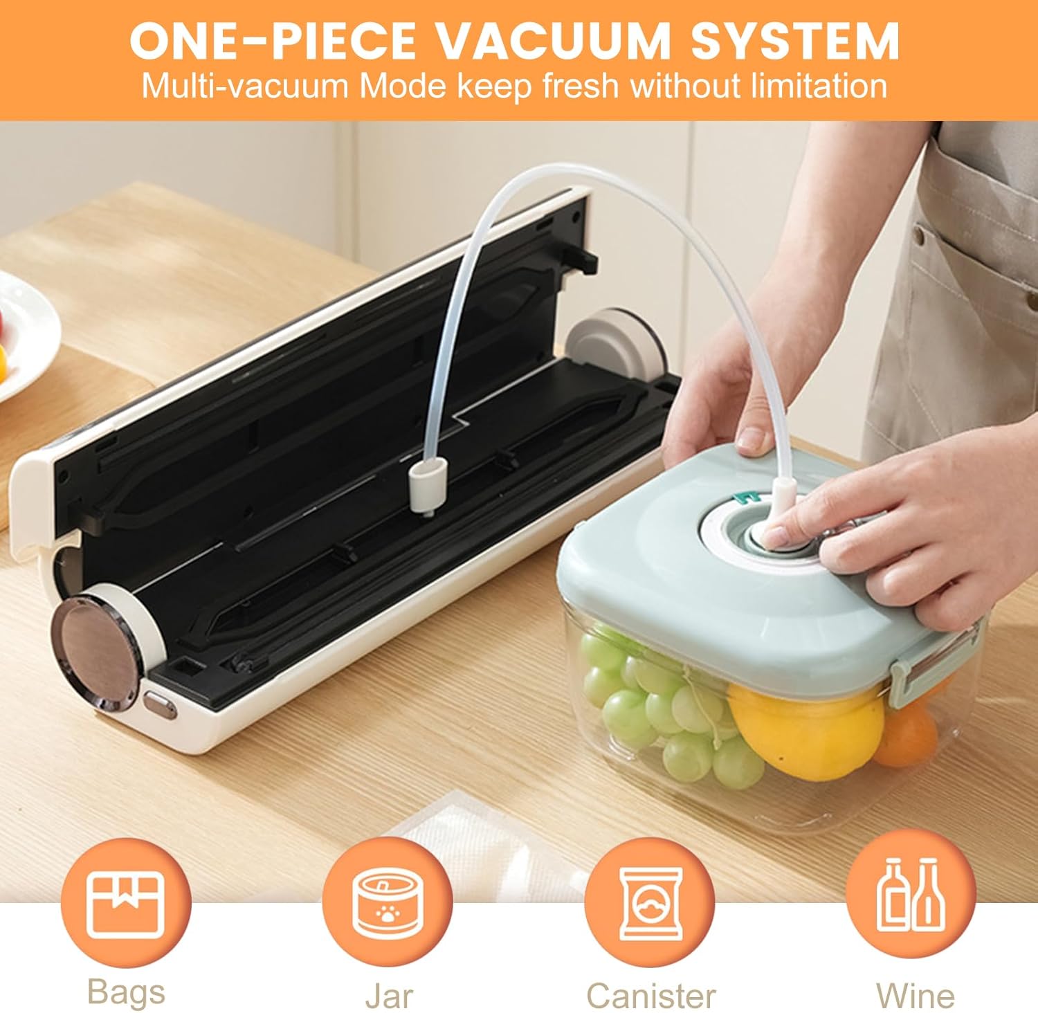 WTWD All-in-One Vacuum Sealer System with Hose, Vacuum sealer with Extra Large Touchscreen & Voice, 30cm Seal Bar, Dry/Moist Modes, UV Sanitizing Light, 80kPa Strong Suction for Locking Freshness