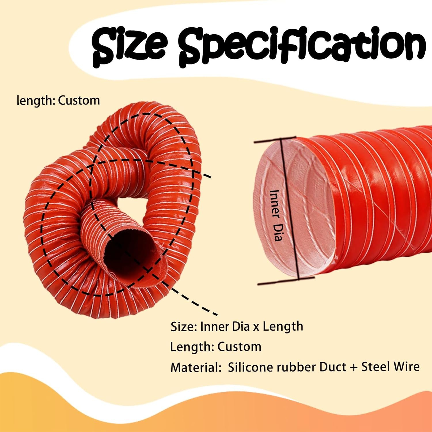 Exhaust Telescopic Hose,Heavy Duty Flexible Silicone Dryer Vent Hose - 20-400mm Exhaust Ducting for Garage Systems - Durable, High-Temperature Resistant, 1pc (L1mx200mm)