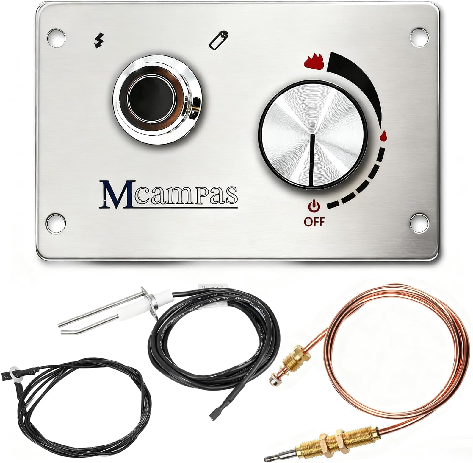 MCAMPAS Fire Pit Burner Valve System Kit-Flame Failure Safety Valve & Push Button Igniter - LPG/Propane Gas Control System Replacement for Outdoor Fire Pits, Patio Heater Accessories