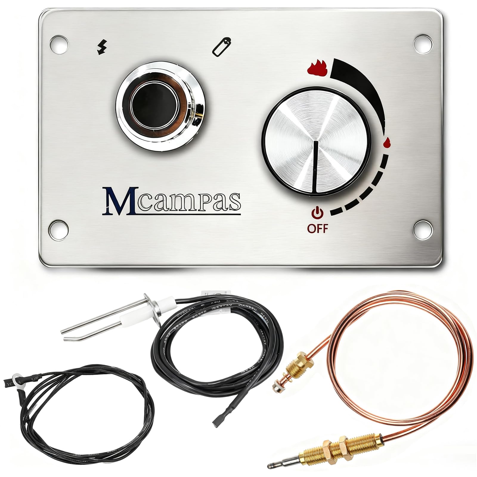 MCAMPAS Fire Pit Burner Valve System Kit-Flame Failure Safety Valve & Push Button Igniter - LPG/Propane Gas Control System Replacement for Outdoor Fire Pits, Patio Heater Accessories