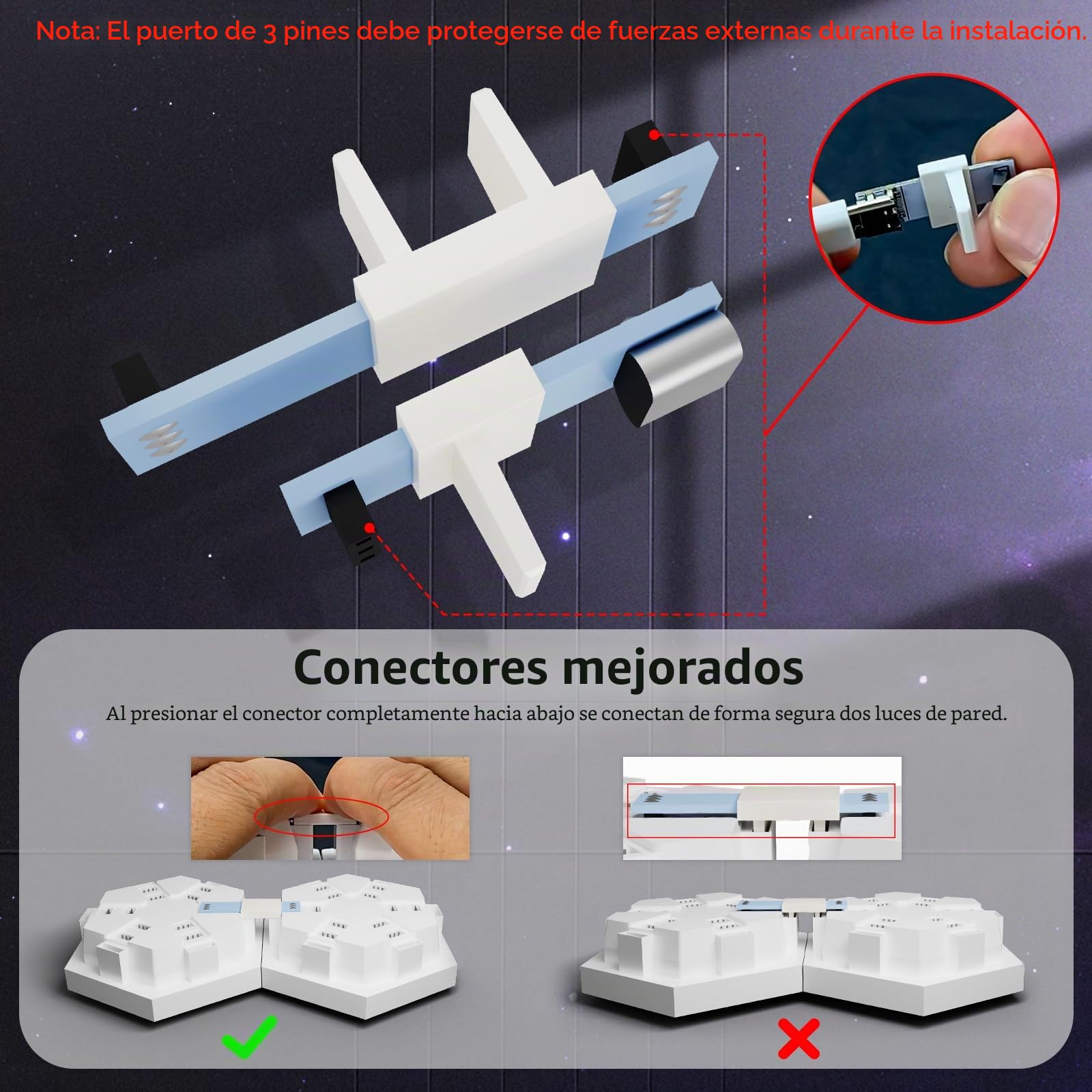 Panel LED para juegos hexagonal, 10 unidades, luz de pared inteligente LED con RGB-IC, sincronización de música, control de aplicaciones, iluminación de pared para sala y configuración de juegos