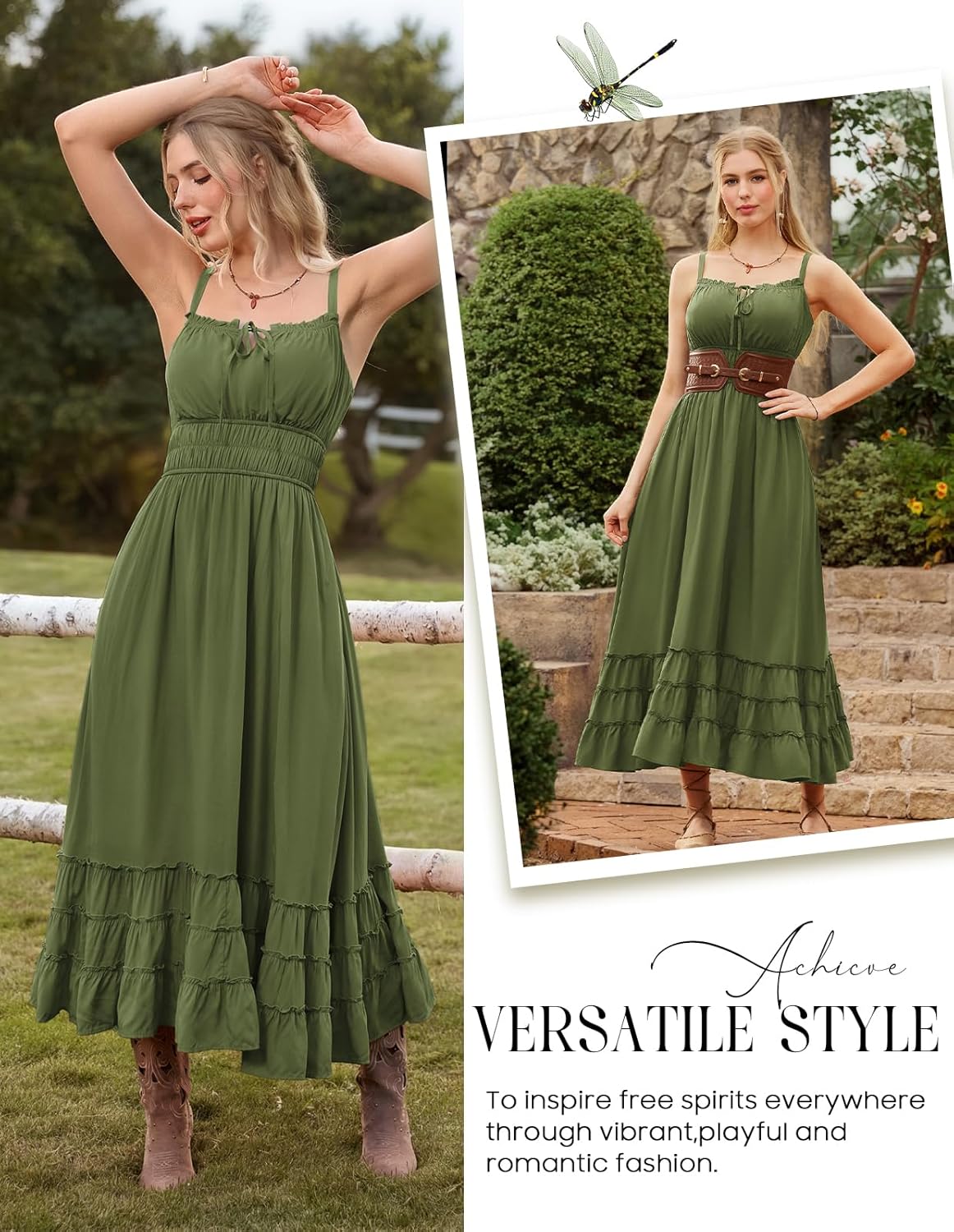 Scarlet Darkness Women's Summer Maxi Dress 2026 Boho Sleeveless Ruffle Flowy Milkmaid Sundress with Pockets - Image 6