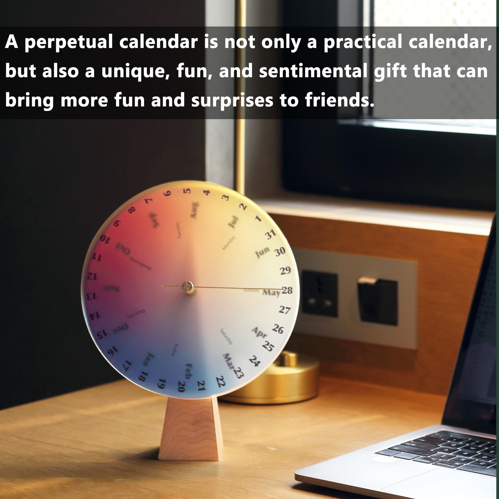 Drehbarer Tischkalender, stehender Holzkalender, manuelle Zeitanzeige, einzigartiges Schreibtisch-Dekor, sentimentales Geschenk
