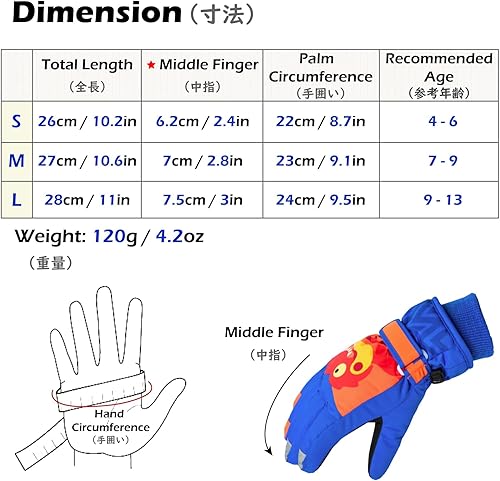 Miniatura 2 de TRIWONDER Guantes de esquí para niños y niñas, para invierno, para clima frío, resistente al viento, cálidos, para snowboard y deportes