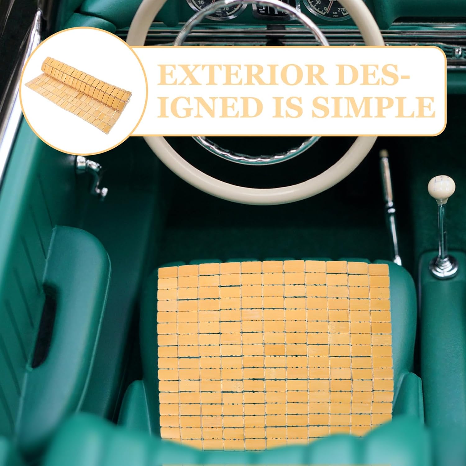 Bamboo Chair Pad Square Seat Cushion Ventilated Breathable Car Seat Cover for Summer
