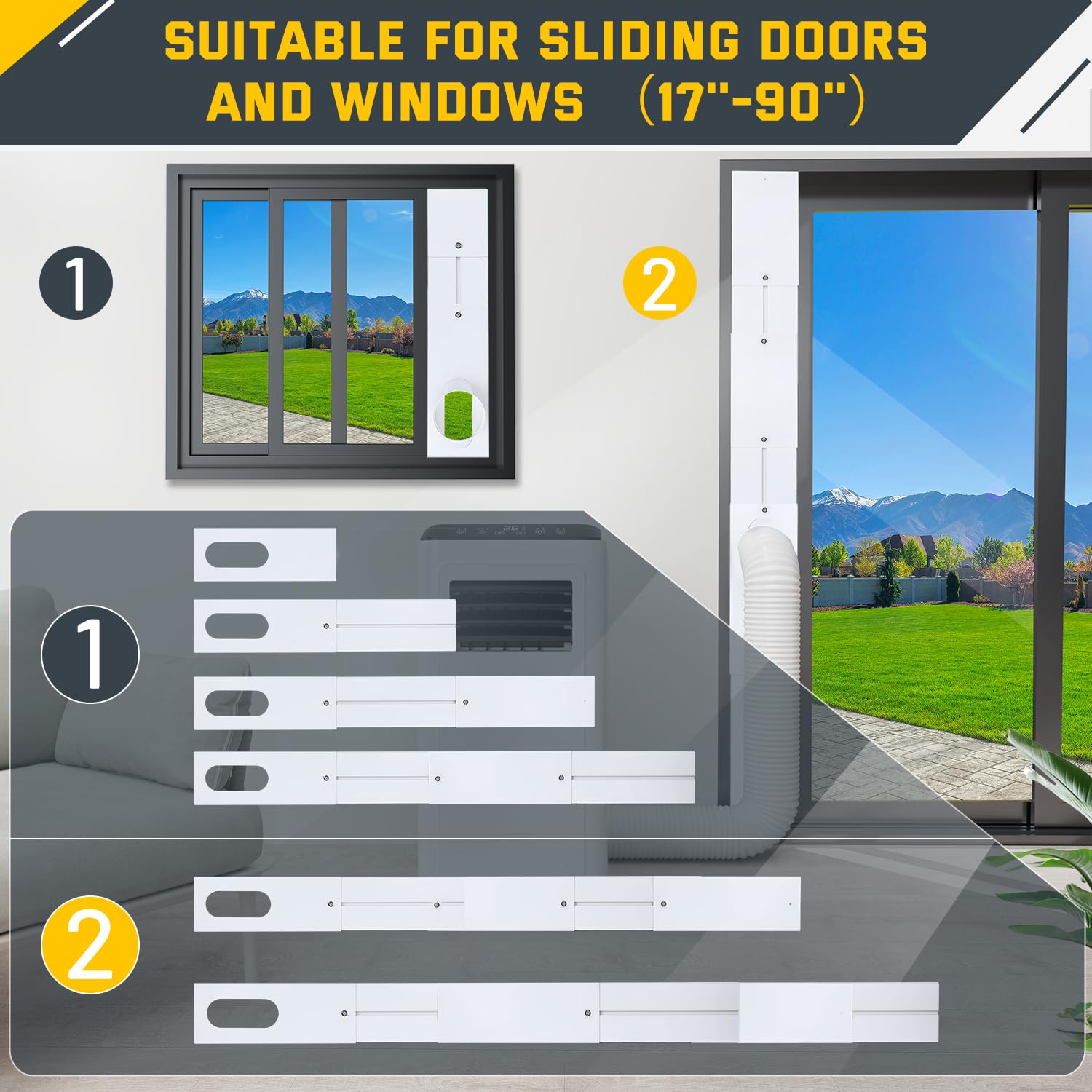 Kesfitt Portable Air Conditioner Sliding Door Vent Kit