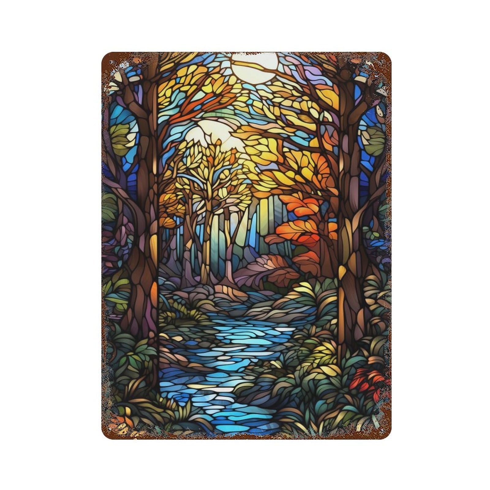 Forests of Gold Rust Effect Tin Sign 15.7"x11.8", Novelty Wall Decor for Garage, Pub Or Kitchen