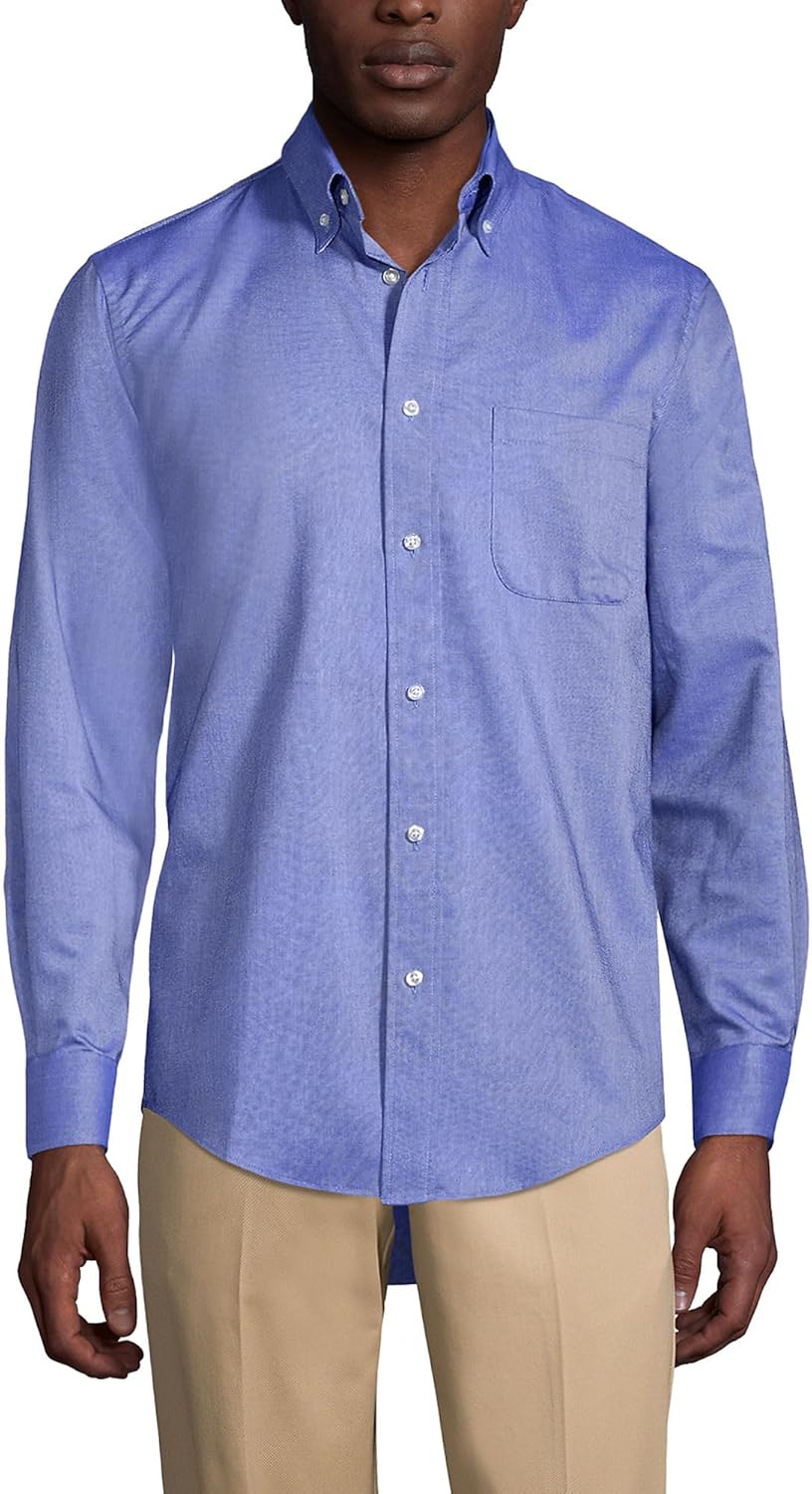 Lands' End School Uniform Men's Long Sleeve Oxford Dress Shirt
