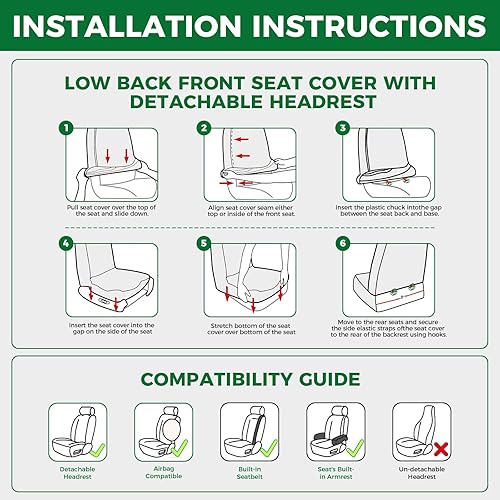 Miniatura 7 de GIANT PANDA - 1 par de fundas transpirables para asientos delanteros de automóvil, de ajuste universal, para camiones y SUV