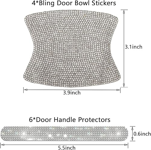 Miniatura 2 de BetterJonny 10 calcomanías de cristal para manija de puerta de automóvil, con diamantes de imitación para manija de puerta de automóvil, calcomanías