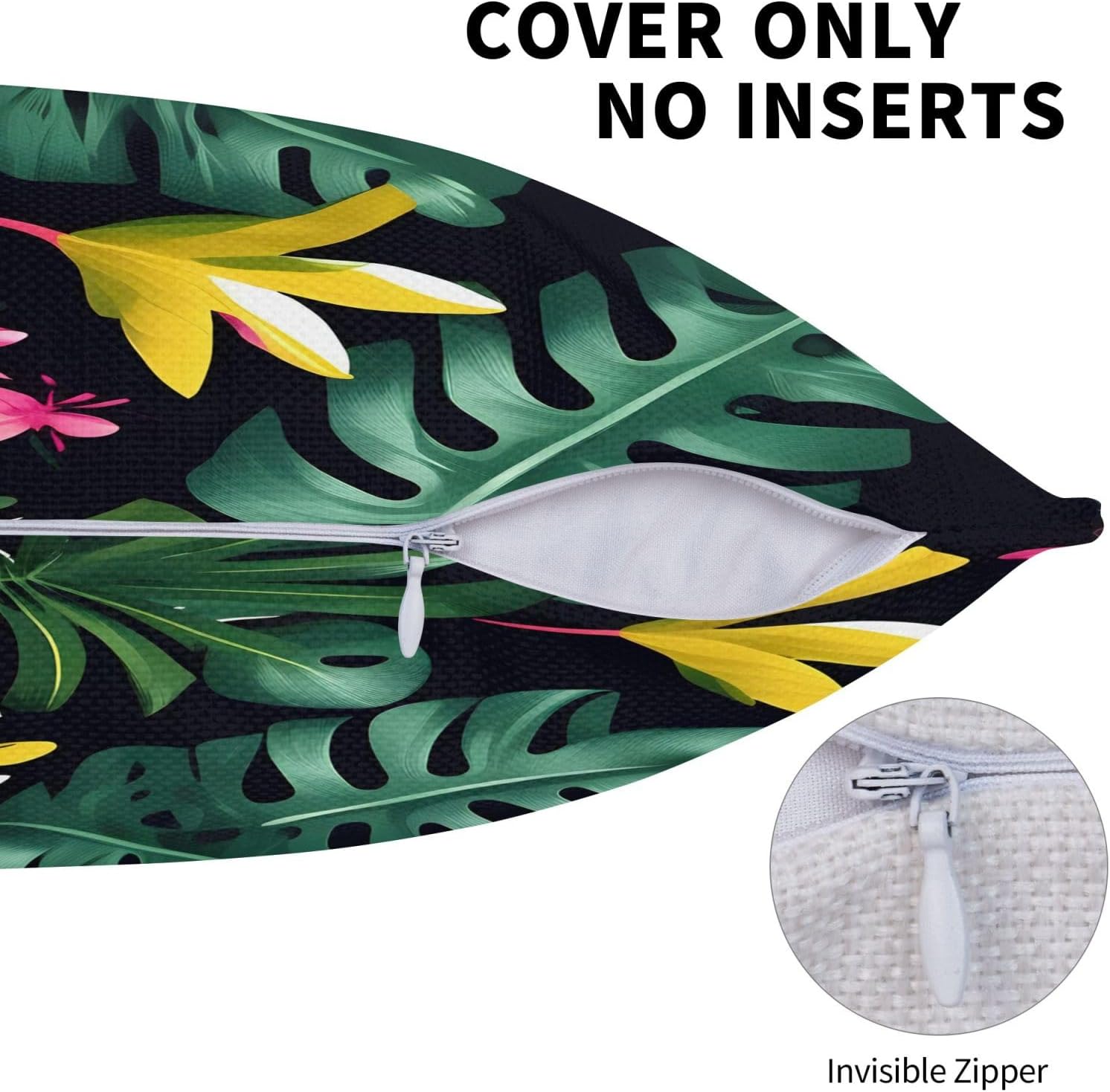 Hawaiian Tropical Leaves Flower Imitation Linen Pillowcase -2 Sets, Fashionable Home Decoration, Used for Sofas, Gardens, beds