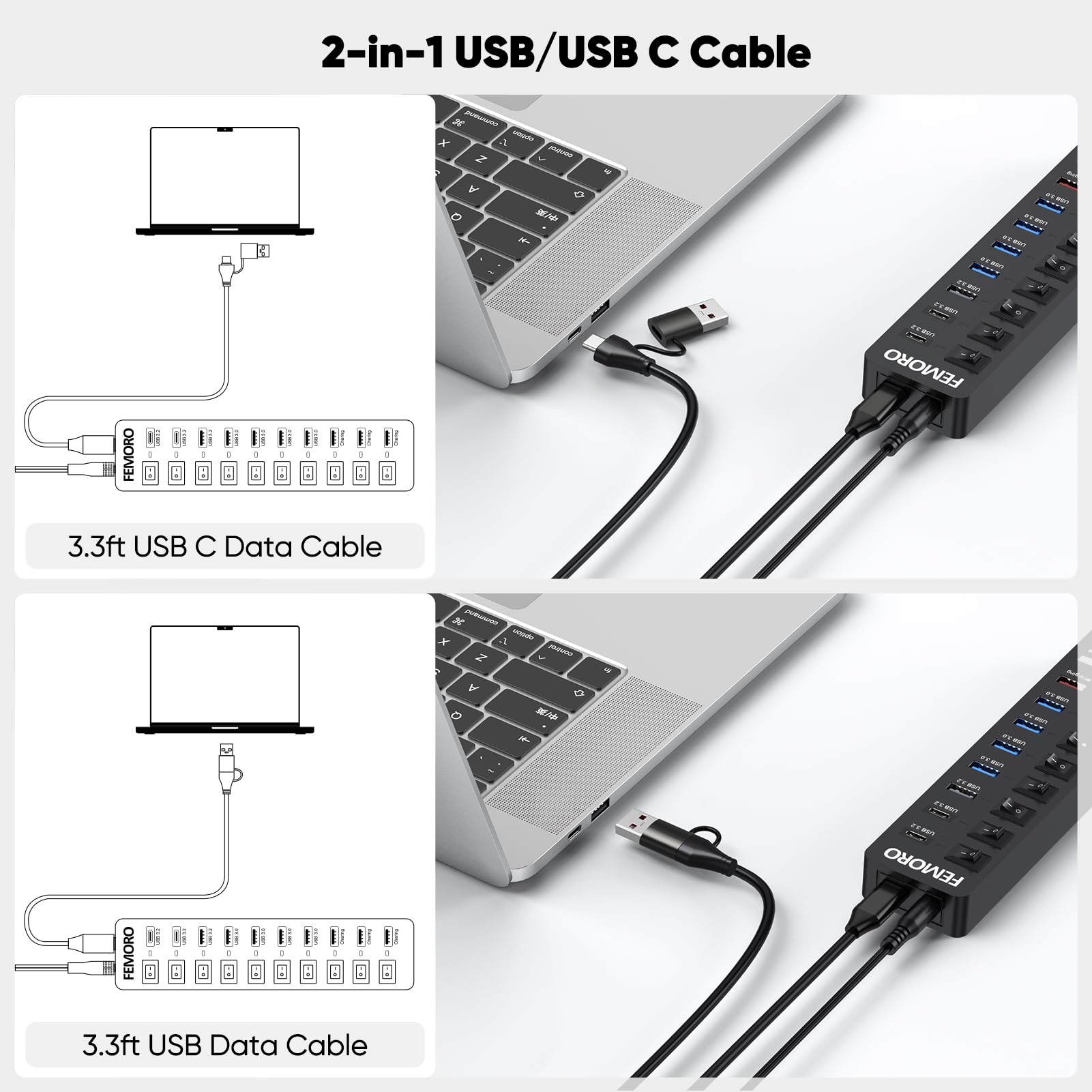 Concentradores USB FE068 (11 puertos, 1 paquete)