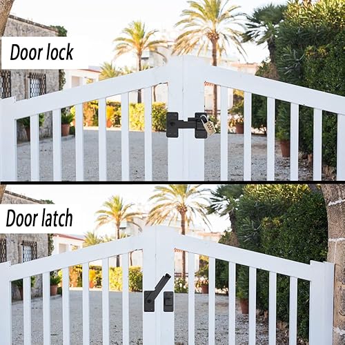 Miniatura 3 de Pestillo de puerta abatible, cerradura de pestillo resistente para valla de madera, cerradura de cerrojo de puerta de seguridad con orificio de