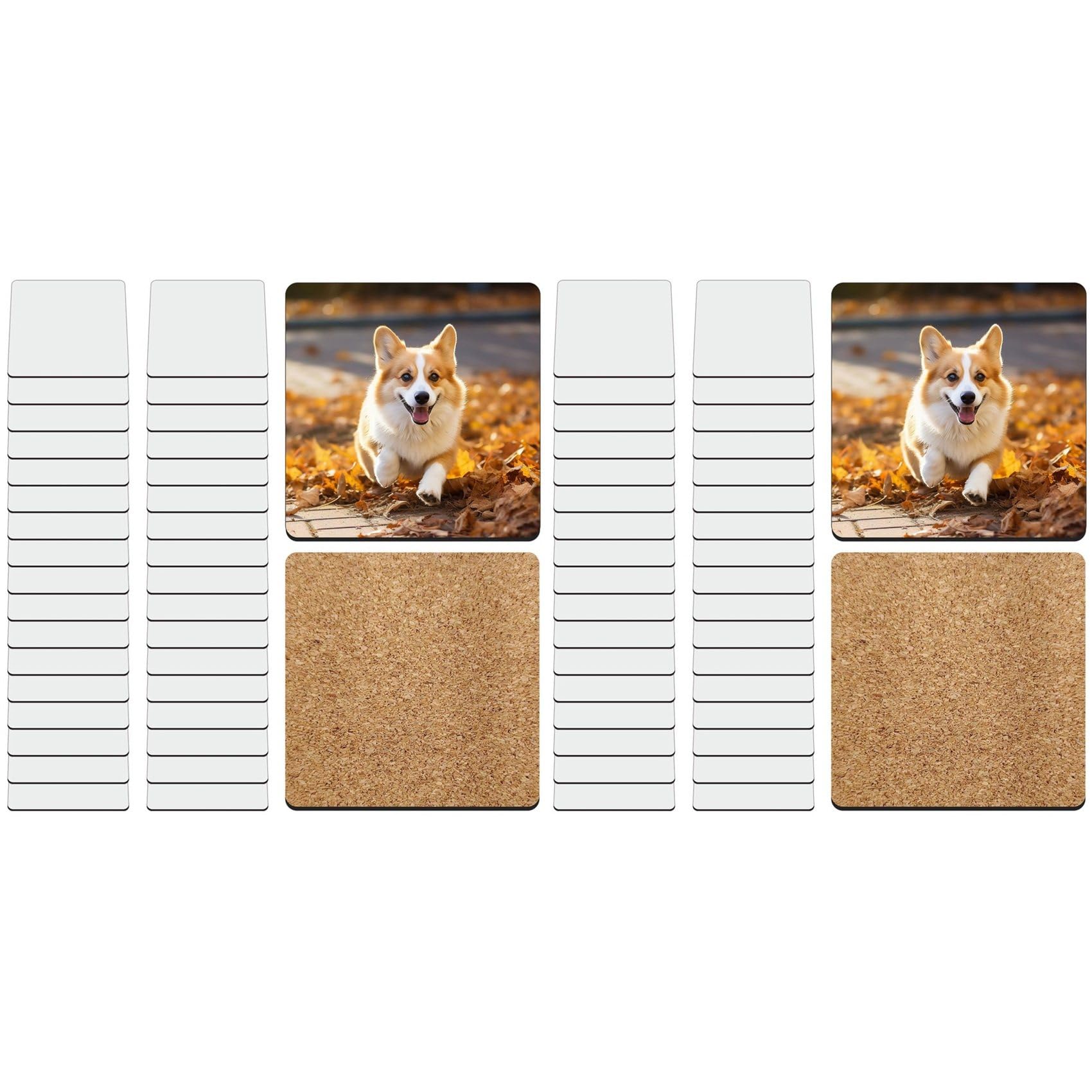 Jnchdghwa 60 Pcs Sublimation Square Coaster Blanks Bulk with Cork Back MDF Sublimation Coasters Blanks Cork 3.86x3.86 Inch