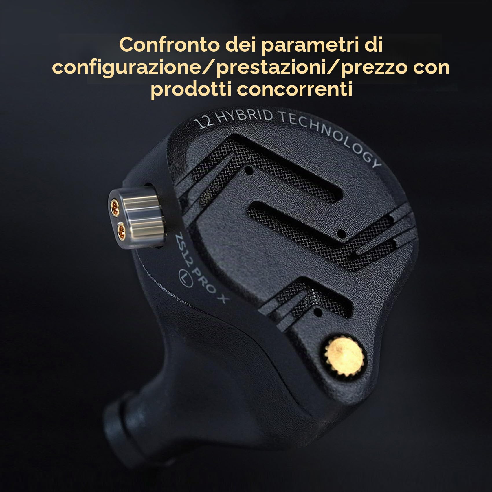 KINBOOFI KZ ZS12 PRO X Cuffie IEM con monitor in-ear, auricolari da gioco con cavo ibrido 1DD+5BA, auricolari KZ Earbuds, migliori in-ear con cavo 2PIN per audiofili (nero, senza microfono)