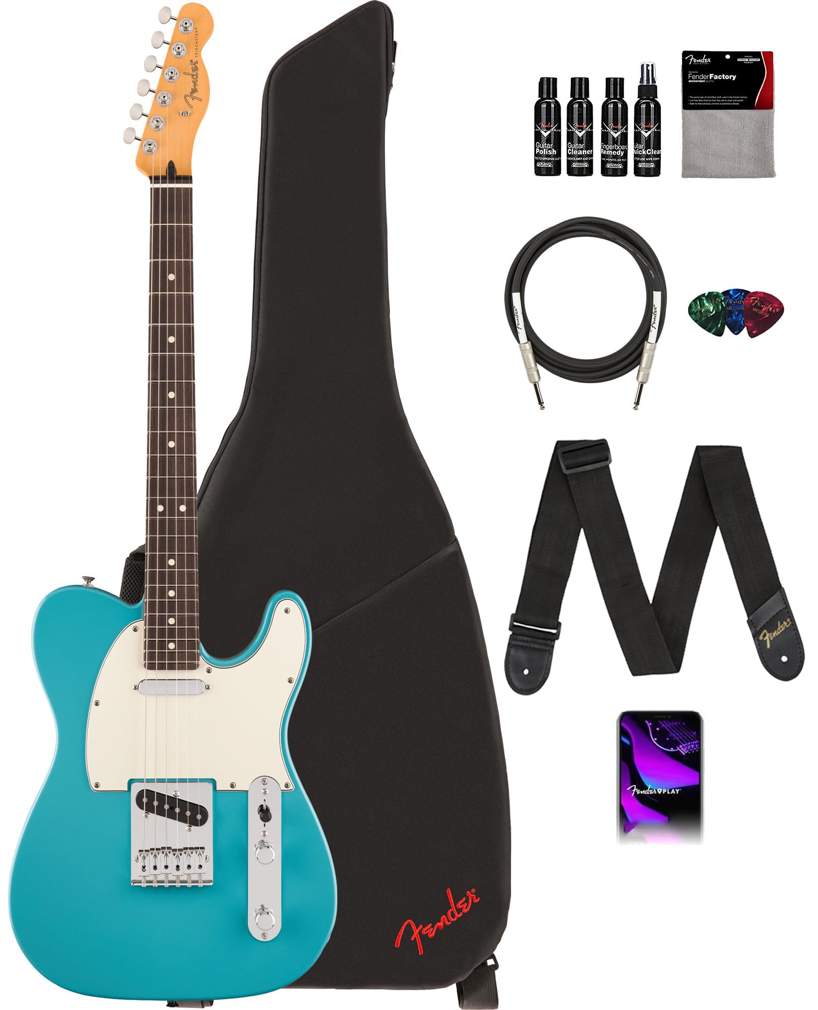 Amazon.com: Fender Player II Telecaster - Aquatone Blue Bundle