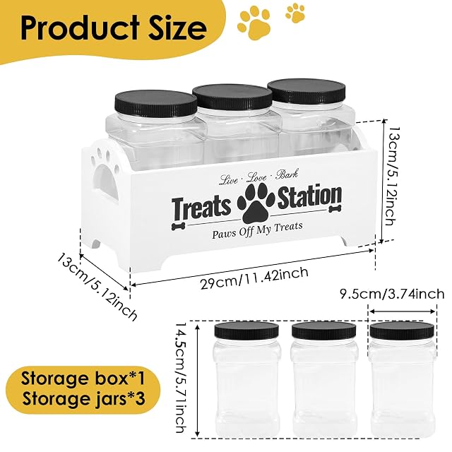 Foto 7 de 7 de Sutowe - Contenedor de comida para perros con 3 frascos para golosinas de plástico, caja de alimentos…