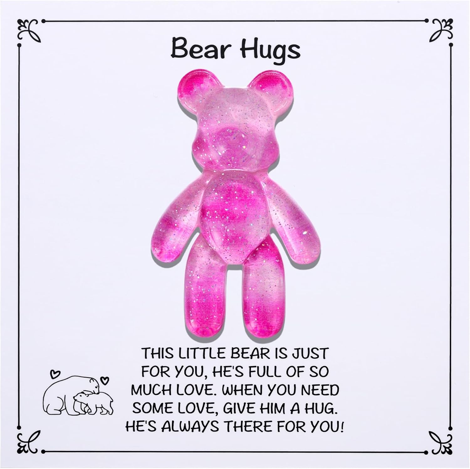 Pocket Bear Hug, Anxiety Gifts for Women Men, Mental Health Positivity Gifts for Anxious Friend, Thinking of You Gift, Comforting Gift for Son Daughter Back to School, Galaxy Pink