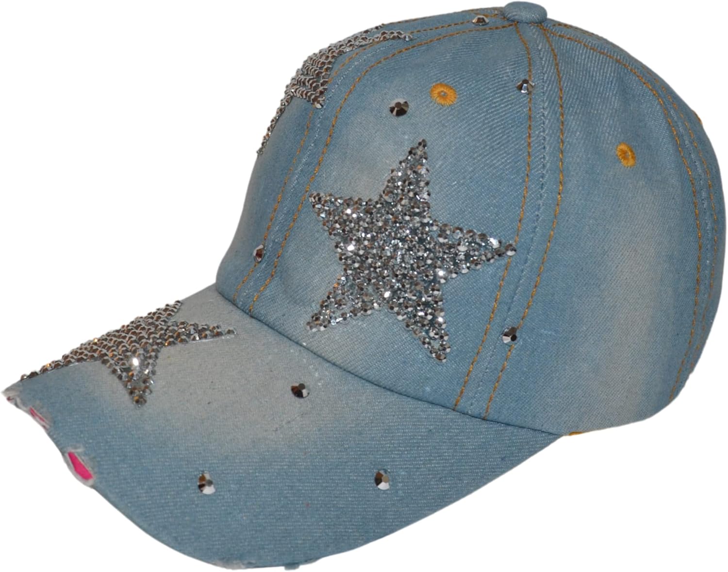 Popfizzy Bling Baseball Cap for Women and Girls, Fun Bedazzled Hats, Shiny Rhinestone Denim and Diamond Hat, Sparkly Gifts - Image 2