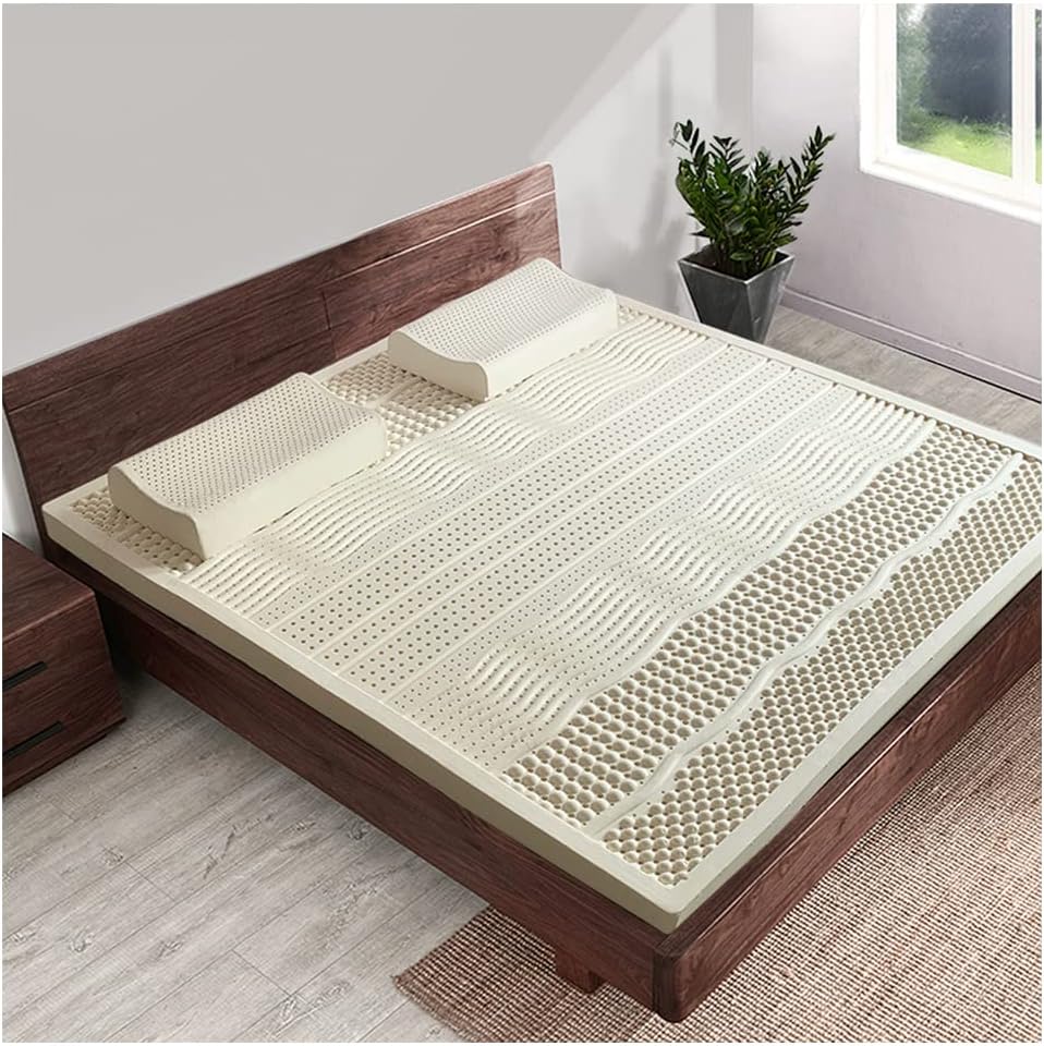 Amazon｜100 天然ラテックスマットレス,厚くて柔らかいマットレストッパーポータブルは圧力を和らげます,オーガニックラテックスマットレスカバー,10cm,180x200cm