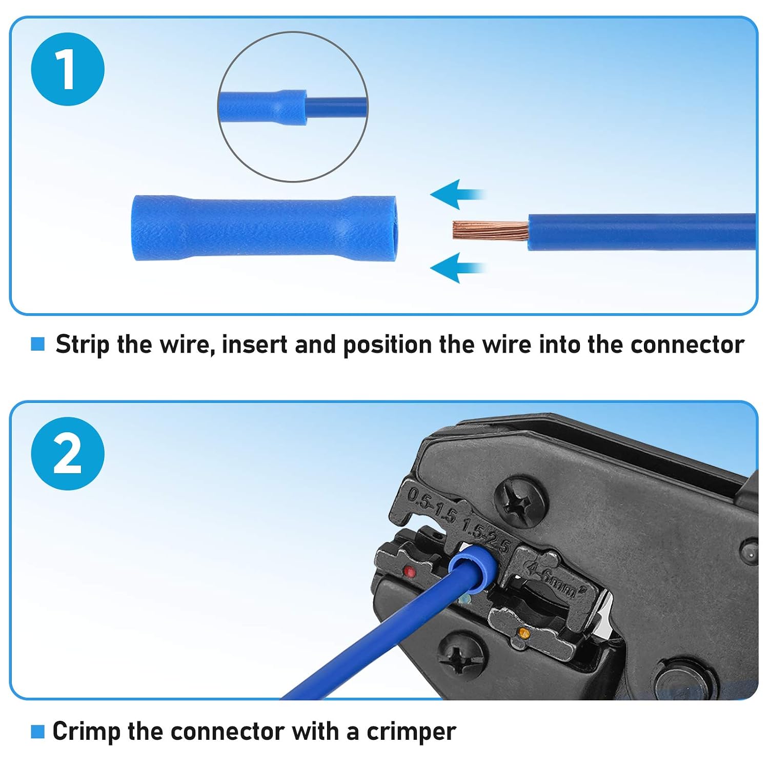 TICONN 300 Pcs Insulated Electrical Butt Connectors Kit - Electrical Insulated Automotive Wire Crimp Terminals, Butt Splice