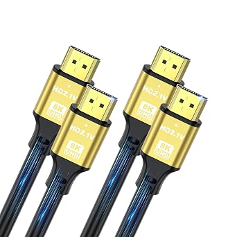 Short Hdmi Cable 6.6FT 2Pack, 8K@60Hz 4K@120Hz, 48 Gbps Ultra High Speed Hdmi 2.1 cord with Gold-plated Connectors, Aluminum Shell, for Monitor, Laptop, TV, soundbar, PS5, Xbox, Gaming Console