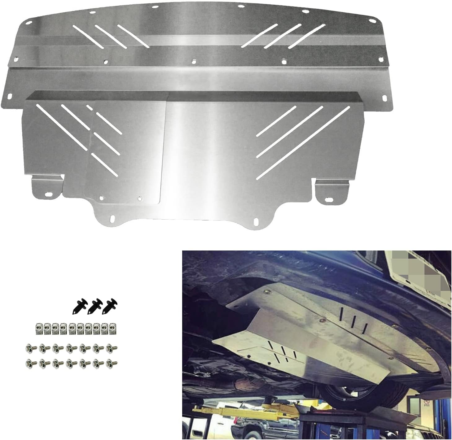 LAFORMO G35X G37X Skid Plate Cover - Lower Engine Cover Aluminum Compatible with 2007 2008 2009 2010 2011 2012 2013 Infiniti G35X G37X 3.5L 3.7L Engine Splash Shield Cover