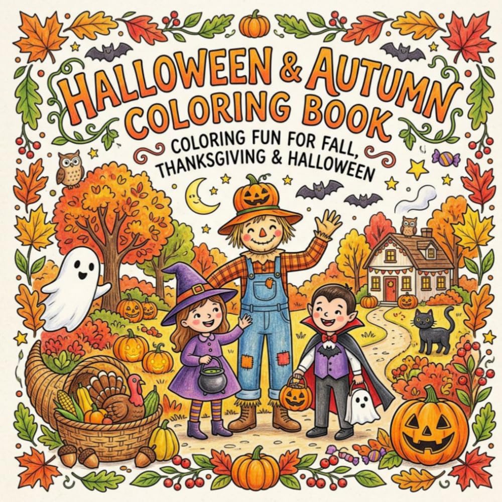 Halloween & Autumn Coloring Book: Coloring Fun for Fall, Thanksgiving and Halloween