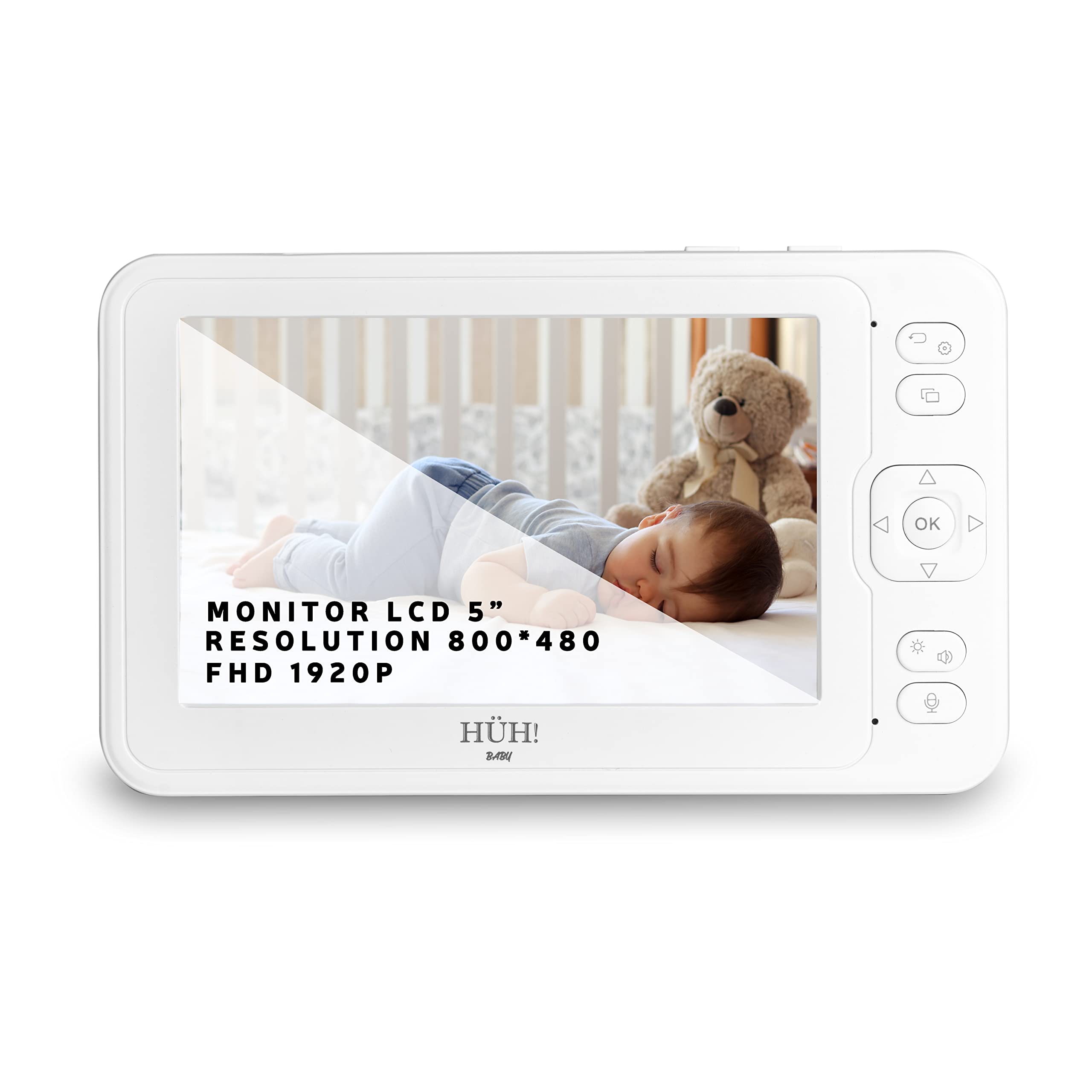 Baby Monitor Video e Audio 5" Senza WiFi Telecamera Neonati HD Visione Notturna Audio Bidirezionale VOX Batteria 3600mAh