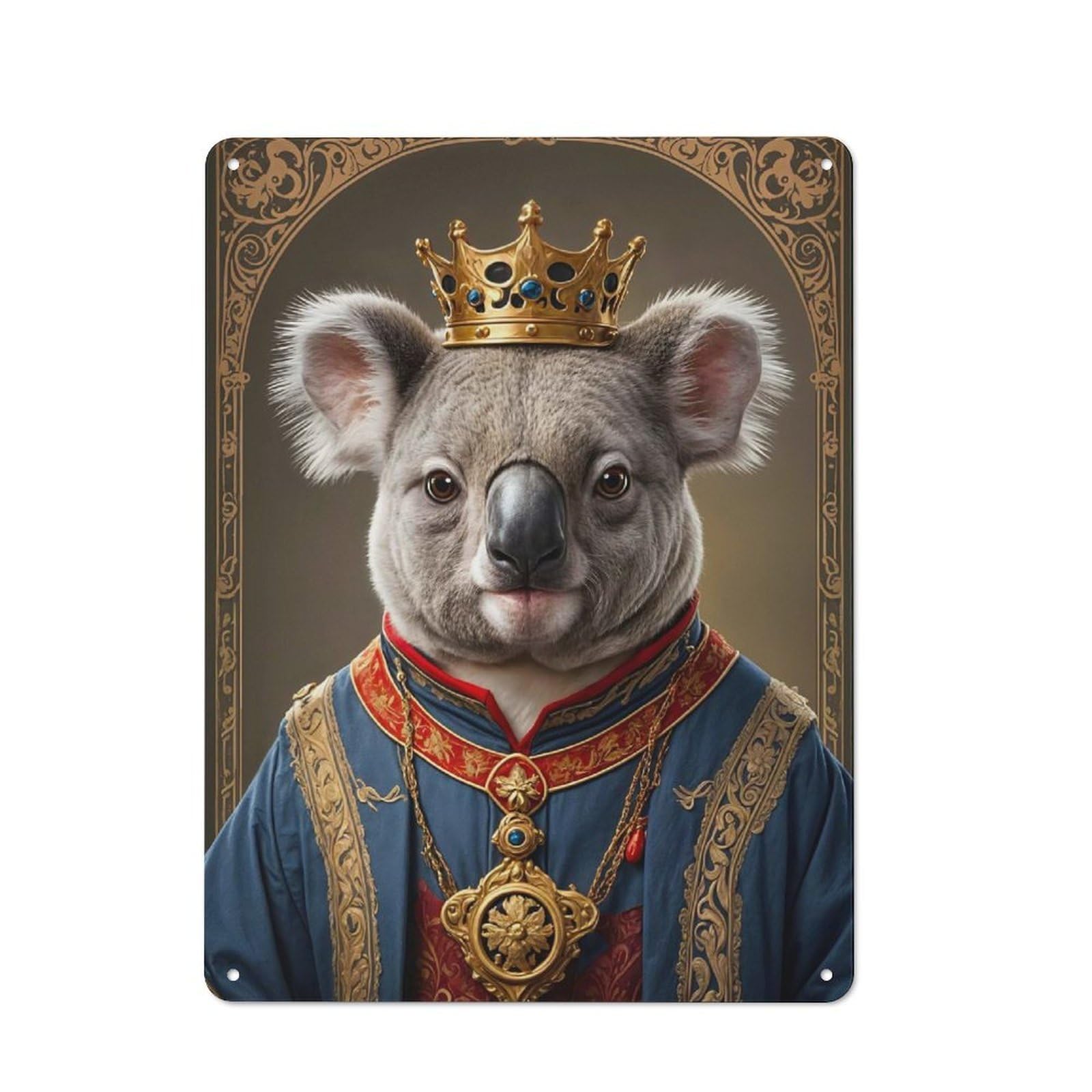 Junmoney Koala King Vintage Metal Wall Decor 40X30cm, Tin Wall Sign For Coffee Bar, Kitchen, Bistro Or Tea Corner