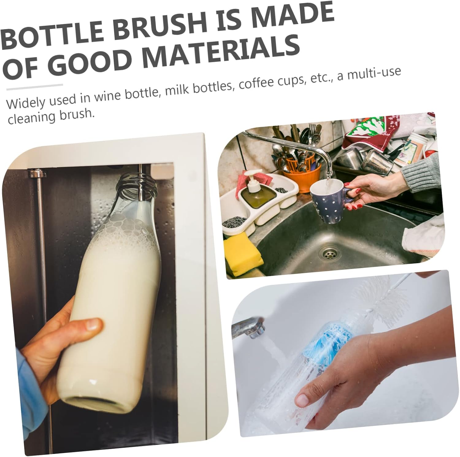 Bottle Brush Milk Bottle Cleaner Long Handle Brush for Cups Multifunctional Household Cleaning Kit